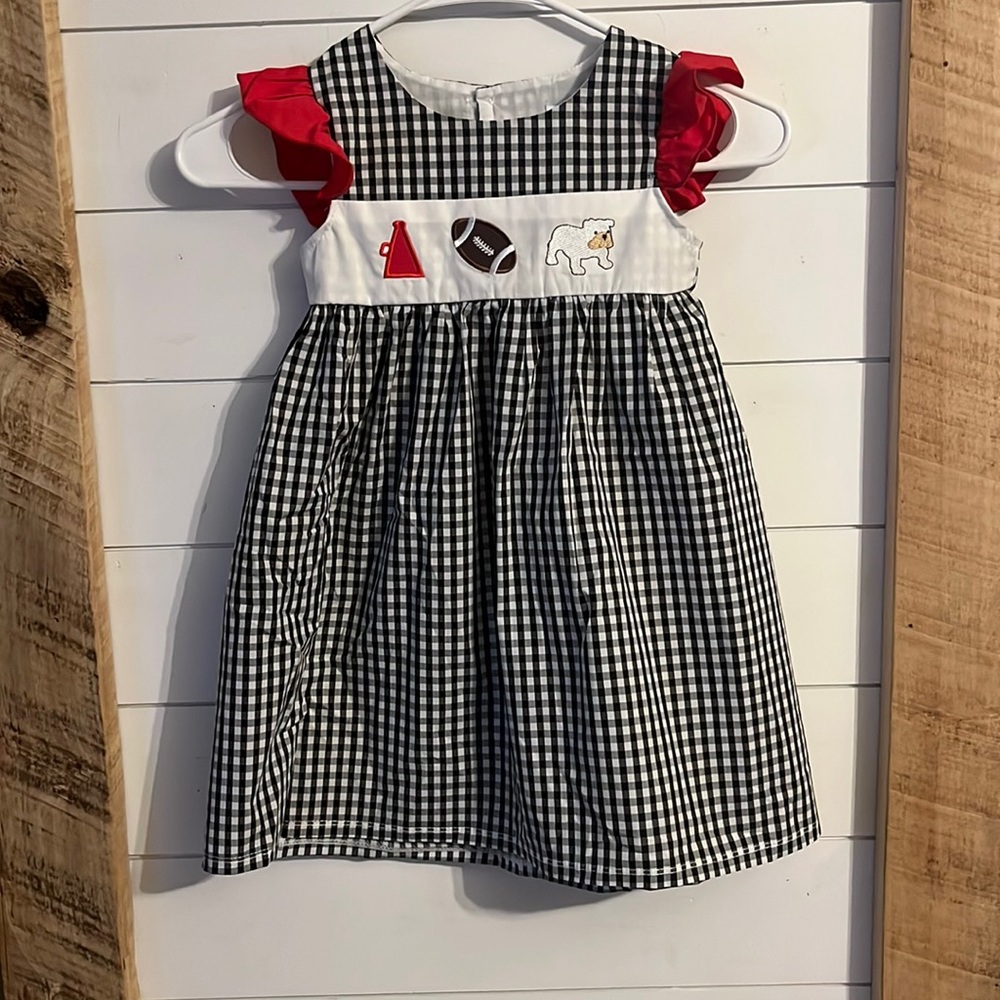 Georgia bulldogs Dress with Red Ruffle Sleeves 4T